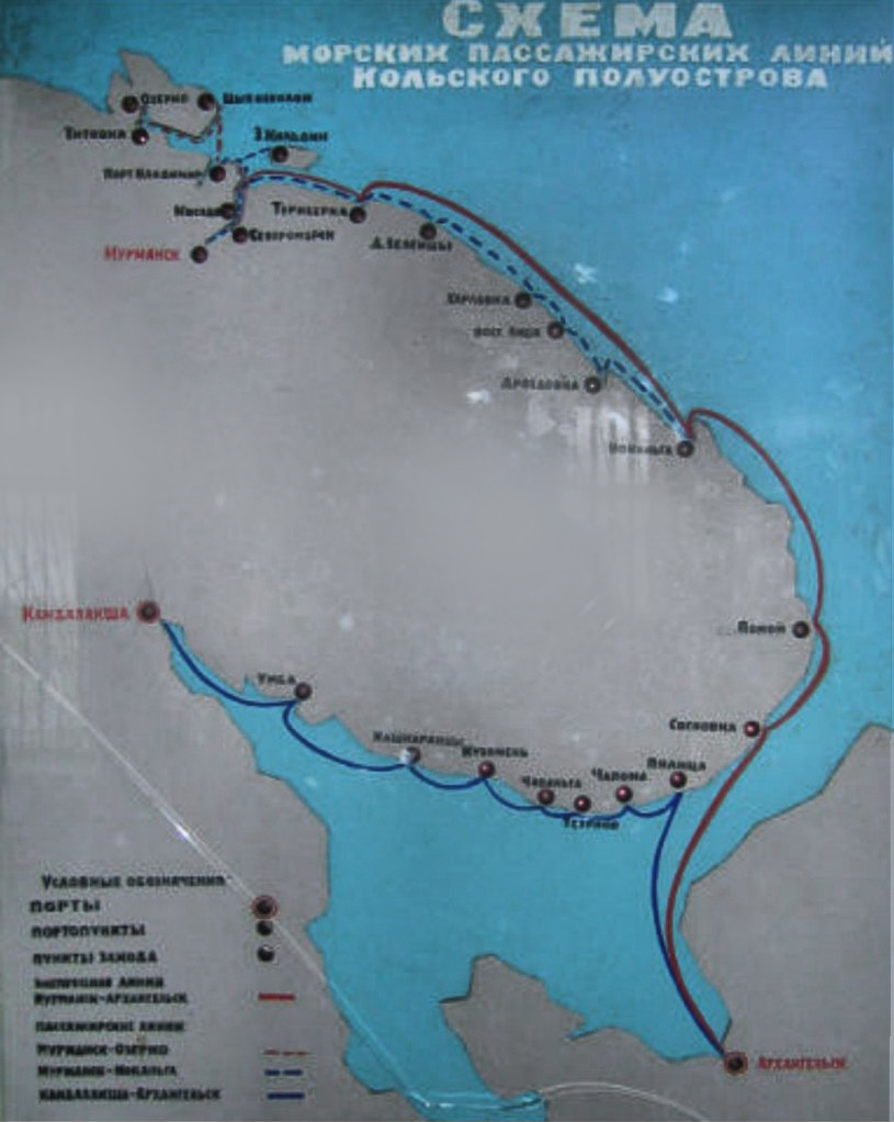 Схема морских линий Кольского полуострова